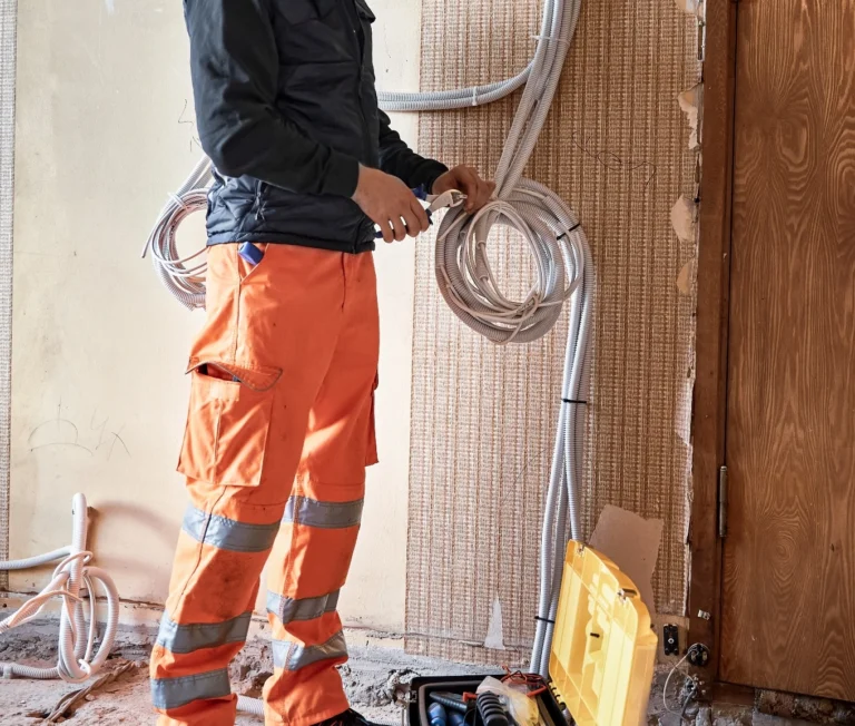En elektriker i Kristianstad utför elservice och underhåll vid en elrenovering.
